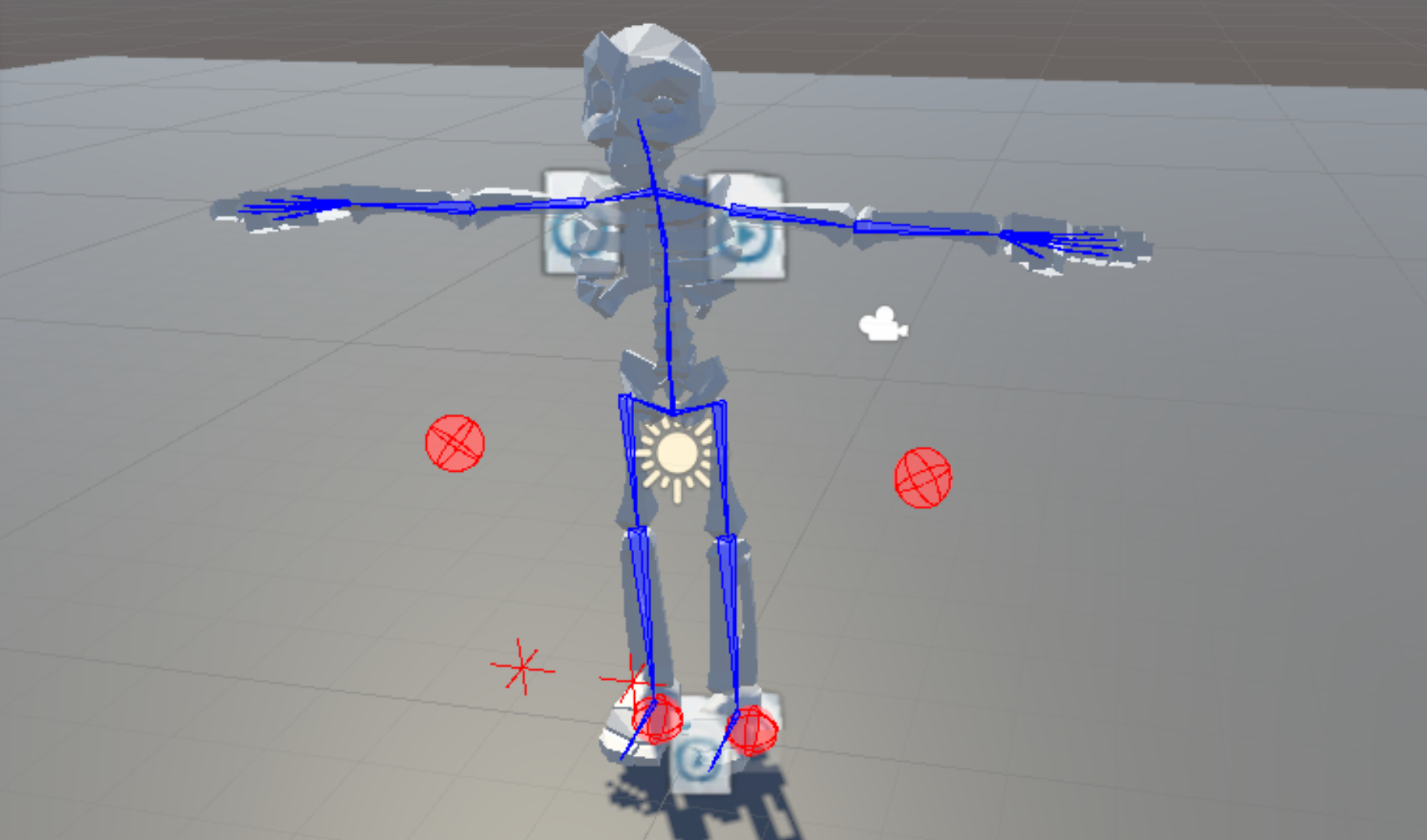 Setup of the inverse kinematic rig for the procedurally animated skeletons