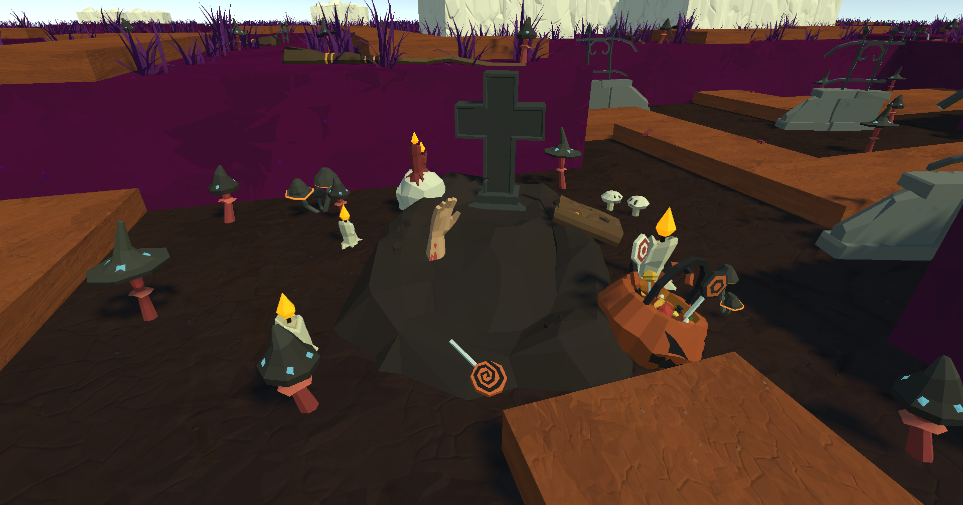 Close-up of the grave, where enemies spawn